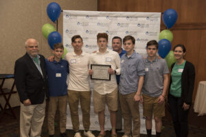 The Grundy Senators Ice Hockey Team is awarded a Volunteer Recognition Award for their fundraising and awareness efforts benefiting Gift of Life Donor Program.