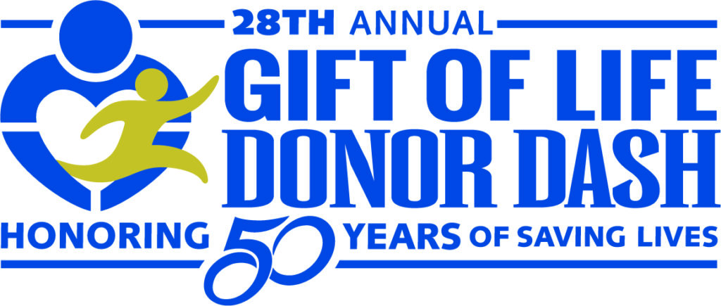 Gift of Life Donor Dash logo shown with 50th imagery.