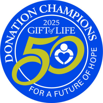 A Gift of Life Donor Program logo celebrates the organization's 50th anniversary